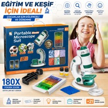 Kenly Mikroskop Deney Seti 180X – LED Işıklı, 21 Parça, Portatif Eğitici Bilim Seti, Çocuklar İçin