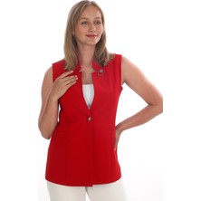 White Diamond Kadın Yakası Broşlu Yelek