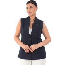 White Diamond Kadın Yakası Broşlu Yelek