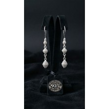 Roza Silver 925 Ayar Geleneksel Kafes Telkari El Işi Top Zincir Gümüş Ikili Sallantılı Küpe - Küçük
