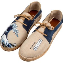 Dogo Erkek Vegan Krem Bağcıklı Espadril - Japanese Waves Tasarım
