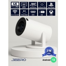 Jeero HY300PRO Multimedia Ultra Hd 1080P Android 13 Projeksiyon Cihazı (Türkçe Menü) H713 Chipset