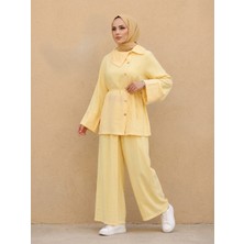 Miostil Çapraz Düğmeli Pantolonlu Takım-Sarı