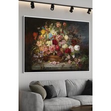 Artan Gallery Italyan Kadife Çiçekli Natürmort Duvar Tablosu | Yağlı Boya Görünümlü | Ahşap Çerçeveli