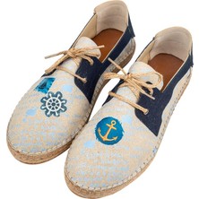 Dogo Erkek Vegan Mavi Bağcıklı Espadril - Patches Tasarım