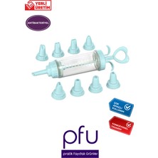 PFU Pratik Faydalı Ürünler Pasta Krema Pompası | Krem Şanti Şırıngası | Krema Sıkma Aparatı | 8 Farklı Uçlu Krema Pompası