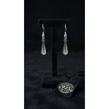 Roza Silver 925 Ayar Gümüş Geleneksel El Işçiliği Telkari Damla Motifli Minimal Kanca Küpe