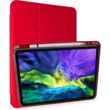 Pileli Store Pilelistore   iPad Pro 11 (2024) Kılıf Kalemlikli Mars Tablet Kılıfı - Kırmızı