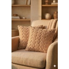 Miabella Home 2'li Peluş Kalp Desenli Kırlent Kılıfı 45X45 cm | Fermuarlı Dekoratif Yastık Kılıfı