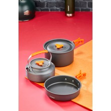 Cooker Camppro 3’lü Kamp Tencere, Tava ve Çaydanlık Seti YK1815