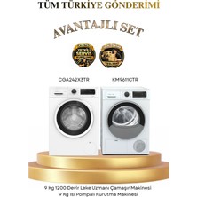 Profilo 2 Li Set 9kg Çamaşır Makinesi ( Leke Uzmanı ) CGA242X3TR ve 9kg Kurutma Makinesi ( Isı Pompalı ) KM9611CTR Tüm Türkiye Gönderimi