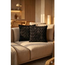 Miabella Home 2'li Peluş Kalp Desenli Kırlent Kılıfı 45X45 cm | Fermuarlı Dekoratif Yastık Kılıfı