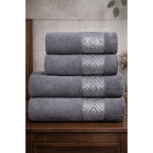 Mela Home Göz 4'lü Banyo Havlu Seti Hamam Takımı- El ve Yüz Havlusu- Çeyiz - Hediyelik 100% Pamuk