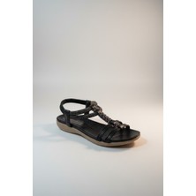 Modayak Guja 26Y240-11 Siyah Gümüş Toklaı Kadın Sandalet