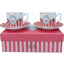 Balsa Kelebek Desenli Porselen Kahve Seti 2'li