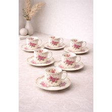 Yzhome Acar 6 Kişilik Lüks Beyaz Porselen Lüsterli Çay Fincan Takımı Seti 150ML