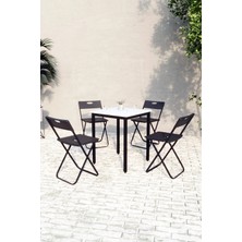 Flinder Balkon Bahçe Mutfak 5'li Bistro Set Masa Sandalye Takımı