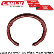 Carub Fiber Karbon Direksiyon Kılıfı Kırmızı– Sportif Kaymaz Kaplama
