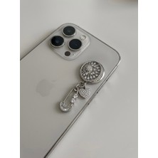 Kalpli Işıltılı Silver Telefon Charmı