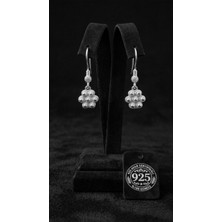 Roza Silver 925 Ayar Geleneksel Telkari Midyat Bereket Serisi Çiçek Sallantılı Kanca Gümüş Küpe - 9mm