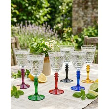 Akden Store Kristal Kesme Kadeh Cam Bardak Dekoratif Sunum Kadehi 6'lı Set
