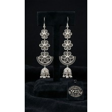 Roza Silver 925 Ayar Gümüş Geleneksel El Işçiliği Telkari Çiçek Motifli Salkım Çan Sallantılı Küpe