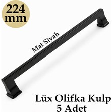 Badem10 Lüx Olifka Mat Siyah 224 mm Çekmece Kulp Seti 5 Adet Modern Mutfak Dolap Kulpu Modern Tasarım