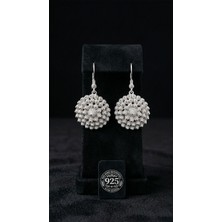 Roza Silver 925 Ayar Geleneksel Telkari Midyat Bereket Serisi Çiçek Sallantılı Kanca Gümüş Küpe - 22MM
