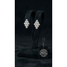 Roza Silver 925 Ayar Geleneksel Telkari El Işçiliği Midyat Bereket Serisi Karo Çivili Gümüş Küpe