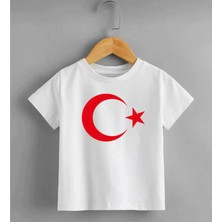 Linotti Ay Yıldızlı Türk Bayraklı Çocuk Tişort Unısex Pamuklu