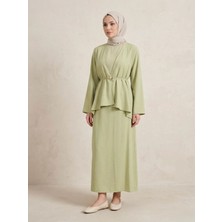 Miostil Aksesuar Detay Ikili Elbise-Yağ Yeşili