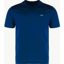 Paul & Shark Erkek Regular Fit Ribanalı Yakalı Metalik Logo Detaylı Pamuklu Kısa Kollu Mavi T-Shirt 99311005A-342