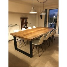 Timber's Team Yuna Ahşap Kütük Yemek Masası / Toplantı Masası / Çalışma Masası U Ayak