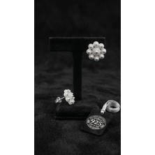 Roza Silver 925 Ayar Geleneksel Telkari El Işçiliği Midyat Bereket Serisi Çiçek Çivili Gümüş Küpe - 10MM