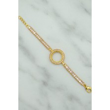 Xtakı Çeyrekli Bileklik Taşlı Çeyrek Altın Bileklik Su Yolu Bileklik Pırlanta Görünümlü Baget Bileklik