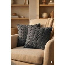 Miabella Home 2'li Peluş Kalp Desenli Kırlent Kılıfı 45X45 cm | Fermuarlı Dekoratif Yastık Kılıfı