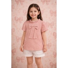 Sofun Kz Çocuk Pembe %95 Pamuk Bürümcük Kumaştan Gömlek