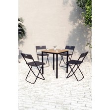 Flinder Balkon Bahçe Mutfak 5'li Bistro Set Masa Sandalye Takımı