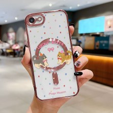 HONTINGA iPhone Se 2020 ile Uyumlu Şeffaf Magsafe Wireless Kılıfı Düşüme Önleyici Basitlik Anti Düşme Kamera Korumali Kedi Desen Yumuşak Silikon Telefon Kılıfı Kadın ve Erkek Için Uygundur K7-2087