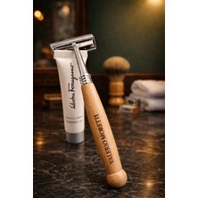 Valerio Moretti  Ahşap Saplı Klasik Tıraş Bıçağı + Shaving Gel 15 ml