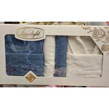 Limelight Select Ekonomik Aile Bornoz Seti (6 Parça)-Krem Indigo