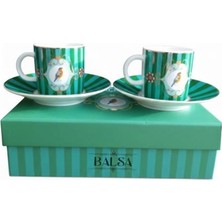 Balsa Yeşil Porselen Kahve Seti 2'li