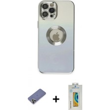 İlk El Grup Ieg™ iPhone 12 Pro Max Kılıf Kutup Yansıma Özel Seri - Siyah Polymer Nano Ekran Koruyucu + Gold Metal Kamera Lens Koruma Cam