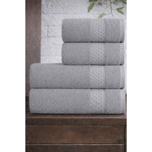 Mela Home Petek 4'lü Banyo Havlu Seti Hamam Takımı- El ve Yüz Havlusu- Çeyiz - Hediyelik 100% Pamuk