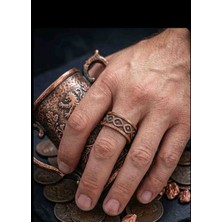 Htc Gümüş Sepeti Geleneksel Motifli Erkek Bakır Yüzük