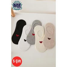 Hitit Socks Kadın 5 Çift Boğazı Olmayan Ayakkabıdan Görünmeyen Suba Babet Çorap Çok Renkli