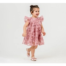 Blumi Kids Fiyonklu Prenses Elbise – 3D Çiçekli Kız Çocuk Elbise Pamuk Astarlı