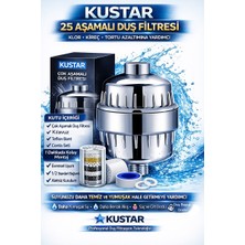 Kustar Krom Duş Filtresi – Kireç Önleyici & Klor Azaltıcı Arıtmalı Duş Başlığı Filtresi