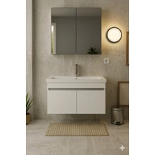 Mr Clk Premium 1. Sınıf Mdflam Beyaz Banyo Seti - 80 cm