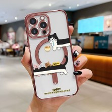 HONTINGA iPhone 14 Pro Max ile Uyumlu Şeffaf Magsafe Wireless Kılıfı Düşüme Önleyici Basitlik Anti Düşme Kamera Korumali Kedi Desen Yumuşak Silikon Telefon Kılıfı Kadın ve Erkek Için Uygundur K7-2083
